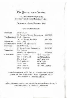 Front cover of the Queenstown Courier, issue 47 (1991)