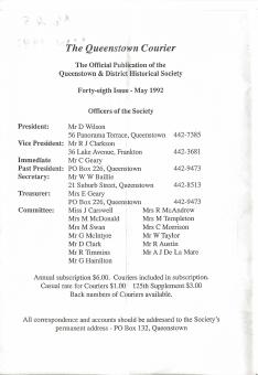Front cover of the Queenstown Courier, issue 48 (1992)