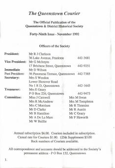 Front cover of the Queenstown Courier, issue 49 (1992)