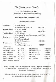 Front cover of the Queenstown Courier, issue 53 (1994)