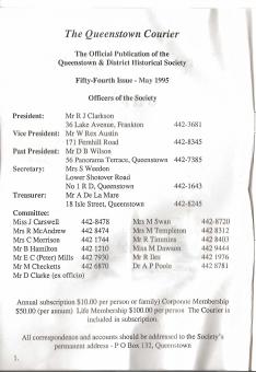 Front cover of the Queenstown Courier, issue 54 (1995)