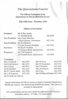 Front cover of the Queenstown Courier, issue 55 (1995)