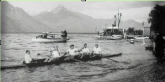 Coxed Fours in Queenstown Bay, c1908 (LDM EL2111)